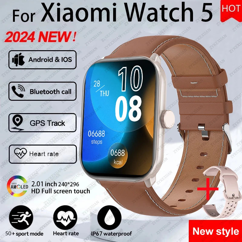 For Xiaomi Watch 5 Global Version Men Women HD AMOLED Screen Heart Rate Bluetooth Call GPS Track Waterproof Sports Smart Watch