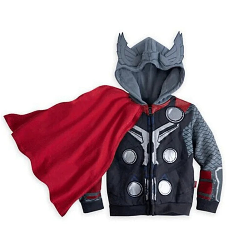 Spring Autumn Boys Coats Marvel Avengers Iron Man Spiderman Hooded Boy Jacket Children Warm Outerwear Kids Clothes