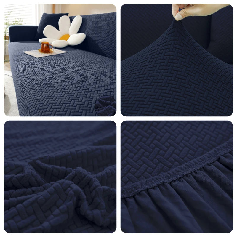 Jacquard Elastic Sofa Cover For Living Room Slipcovers Stretch Polar Fleece Armchair Protector L Shaped Sofa 1/2/3/4 Seater Home