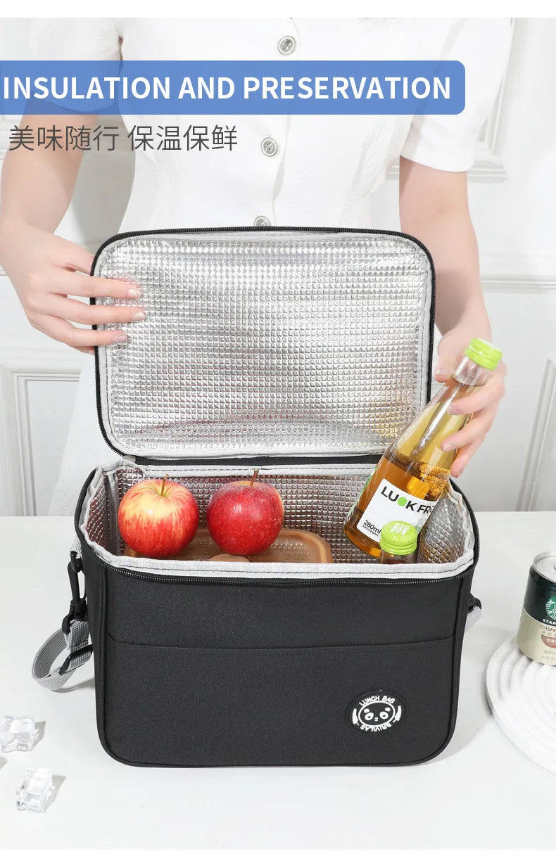 Capacity hand-held with shoulder strap insulated bag, lunch box bag, student thickened waterproof lunch bag.