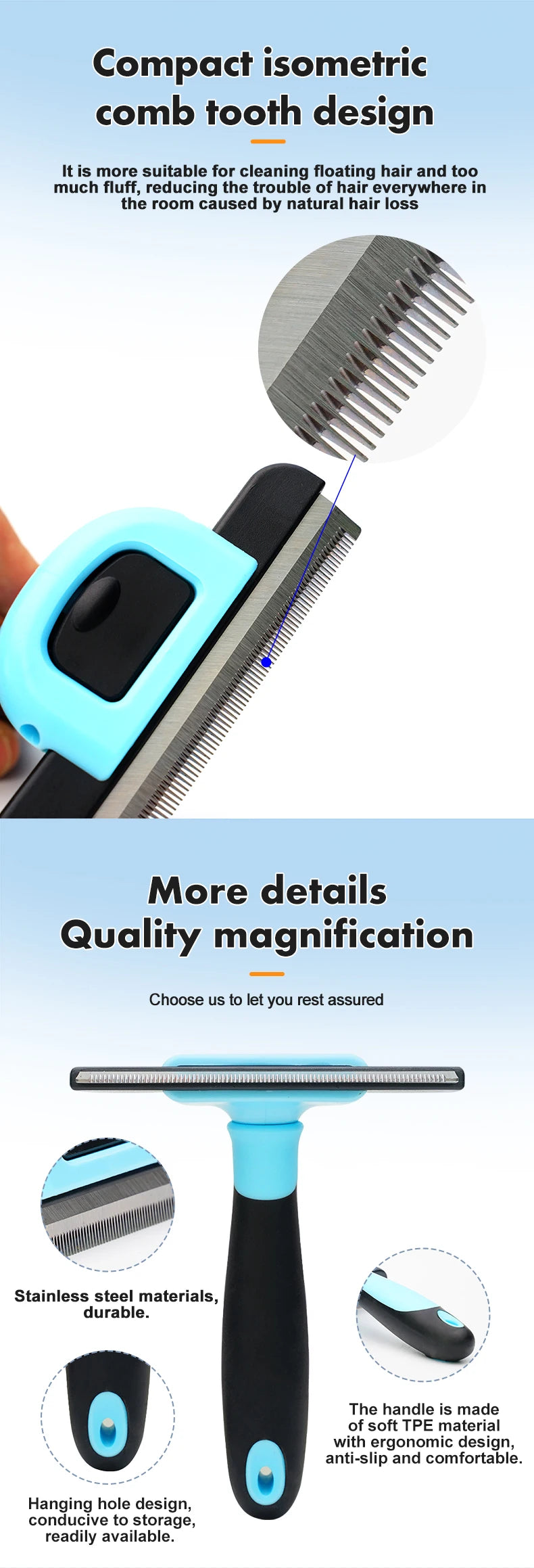 Stainless Steel Pet Dematting Comb for Dogs & Cats - Deshedding Undercoat Rake Brush with Dense Teeth - Professional Grooming To