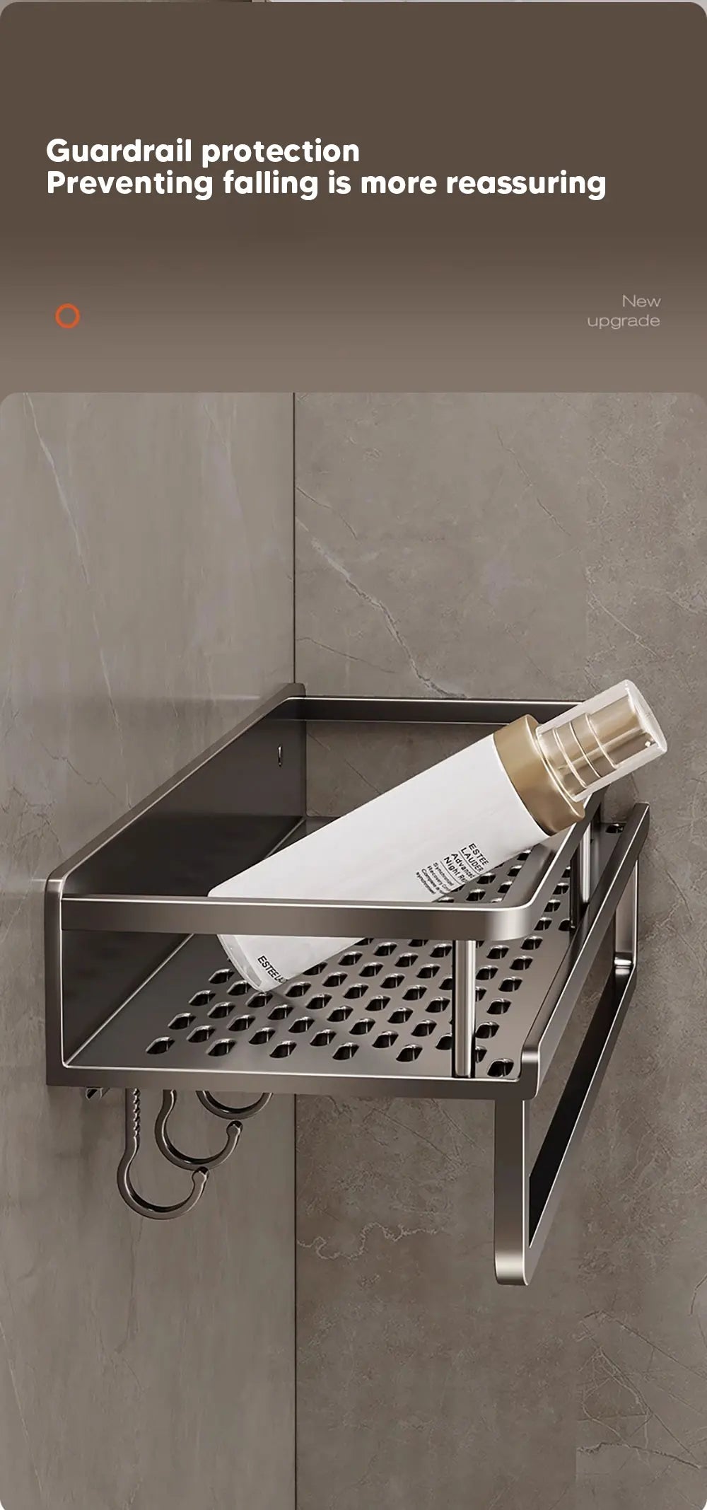 Aluminum Shower Organiser Bathroom Shelf Without Drilling Gray Wall Toilet Storage Shelf Shampoo Holder Bathroom Accessories