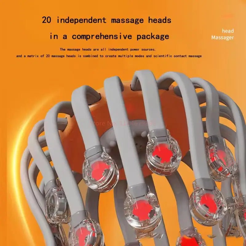 New Vibration Rechargeable Full Head Massager Spider Sleep Aid Electric Head Massage Machine Relieve Fatigu Relax Health Care