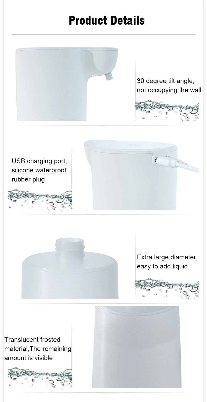 350ML Touchless Automatic Soap Foam Dispenser USB Rechargeable Foam Hand Washer Machine Bathroom Infrared Sensor Soap Dispenser