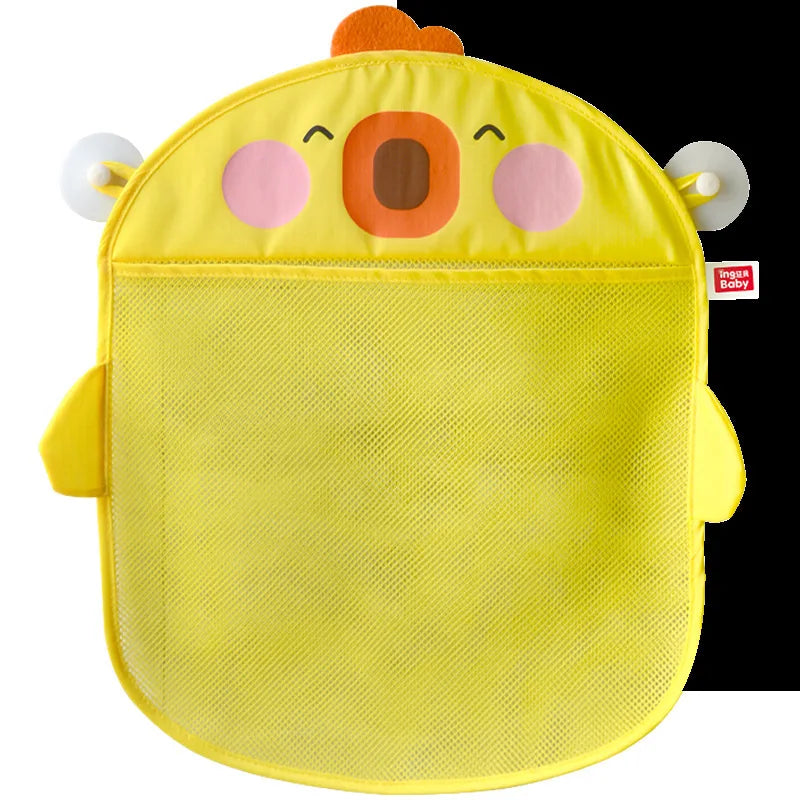 Cartoon Cute Multiple Storage Network Quick Drying Baby Bath Toy Storage Bag Bathroom Bath Bag with Suction Cup Hanging Bag