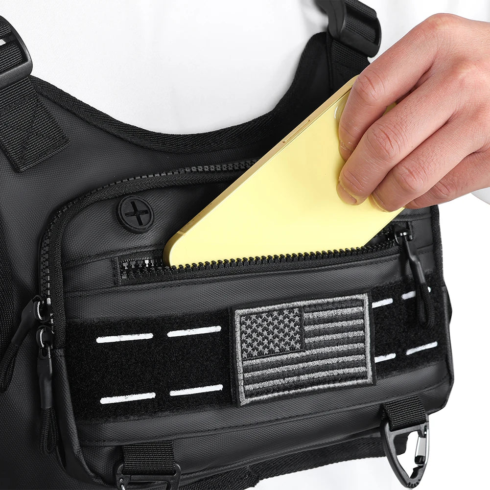 Sports Chest Bag Lightweight Front Chest Pack Running Vest Bag With Pocket Phone Holder Large Capacity Waterproof Tactical Vest