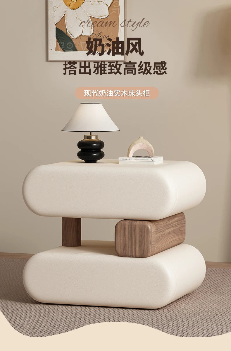 Cream Style Elegant Nightstands Space Saving Glamour Luxury Bedside Tables Trendy Creative Table De Chevet Bedroom Furniture
