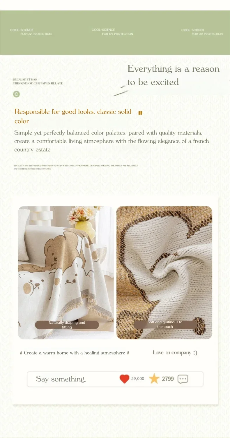 Soft Chenille Sofa Cover Anti-slip Full Coverage Throw Blanket, Nordic Ins Style All-Season Couch Protector