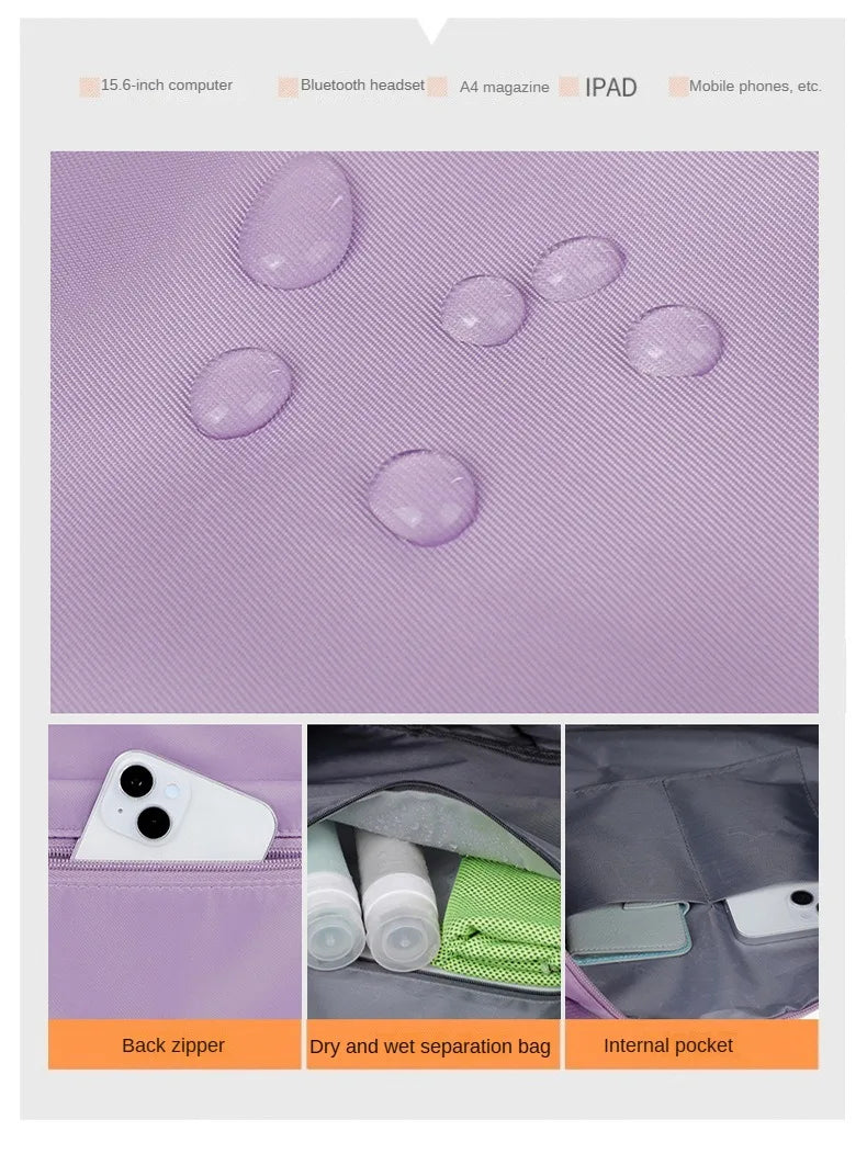 Universal Wheel Expandable Luggage Large Capacity Lightweight Travel Fitness Bag with Dry And Wet Separation Storage