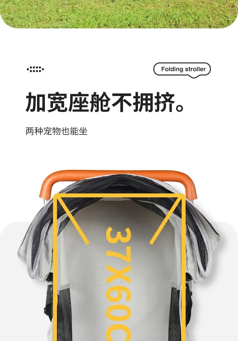 Pet Stroller Dog Cat Large and Small Dog Out Pet Cart Outdoor Travel Lightweight Foldable Cat Supplies