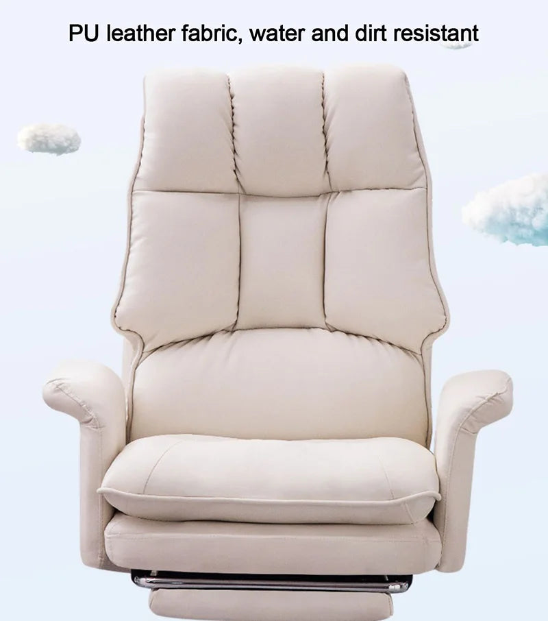 Boss Computer Chair Home Office Computer Sofa High Backrest PU Leather Ergonomic Reclining Swivel Seat for Home Study Backrest