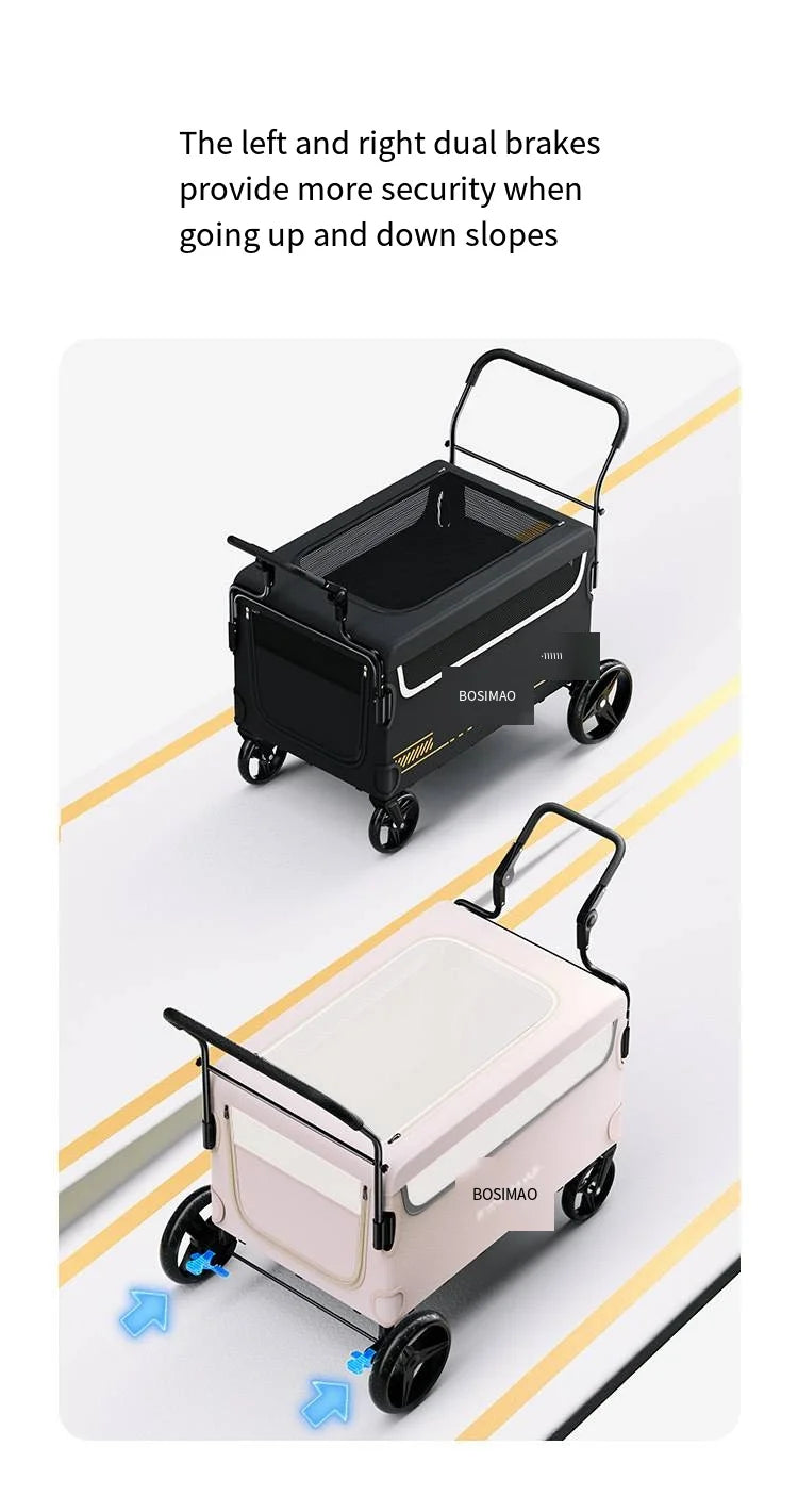 Double Door Isolation Upgraded Pet Stroller Large Dog for Outdoor Travel Portable Foldable Elderly Disabled Dog Outdoor Stroller