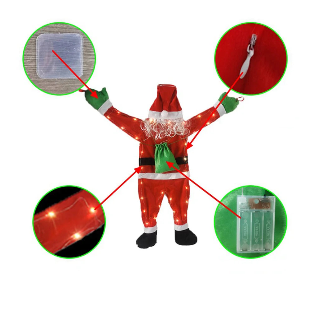 1.7M Shining Santa Claus Wall Climbing Christmas Velvet Santa Claus Hanging Window Hanger Decor WallDoor Xmas Outdoor Chimney De