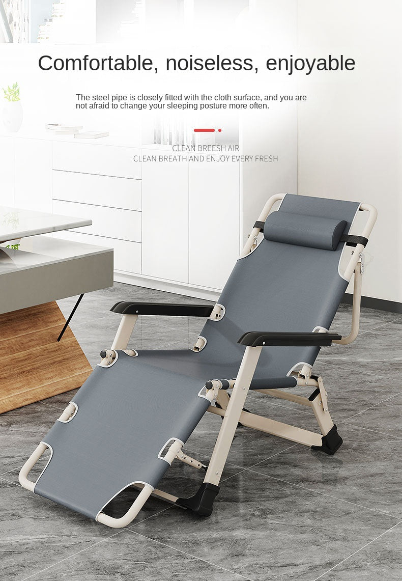 UVR Recliner Foldable Outdoor Beach Chair Office Lunch Chair Home Computer Chair Backrest Chair Adjustable Balcony Armchair Bed