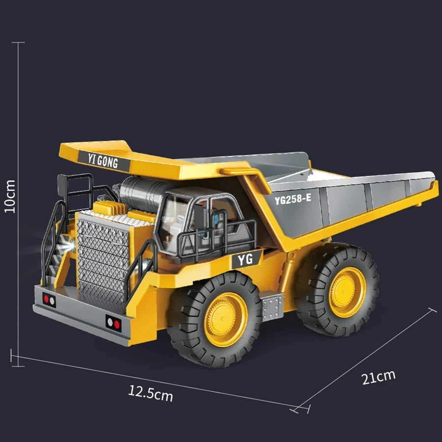 4WD Remote Control Excavator 4x4 Alloy Dump Truck Bulldozer Radio Model RC Car Construction Vehicle Toy Children Kids Gifts