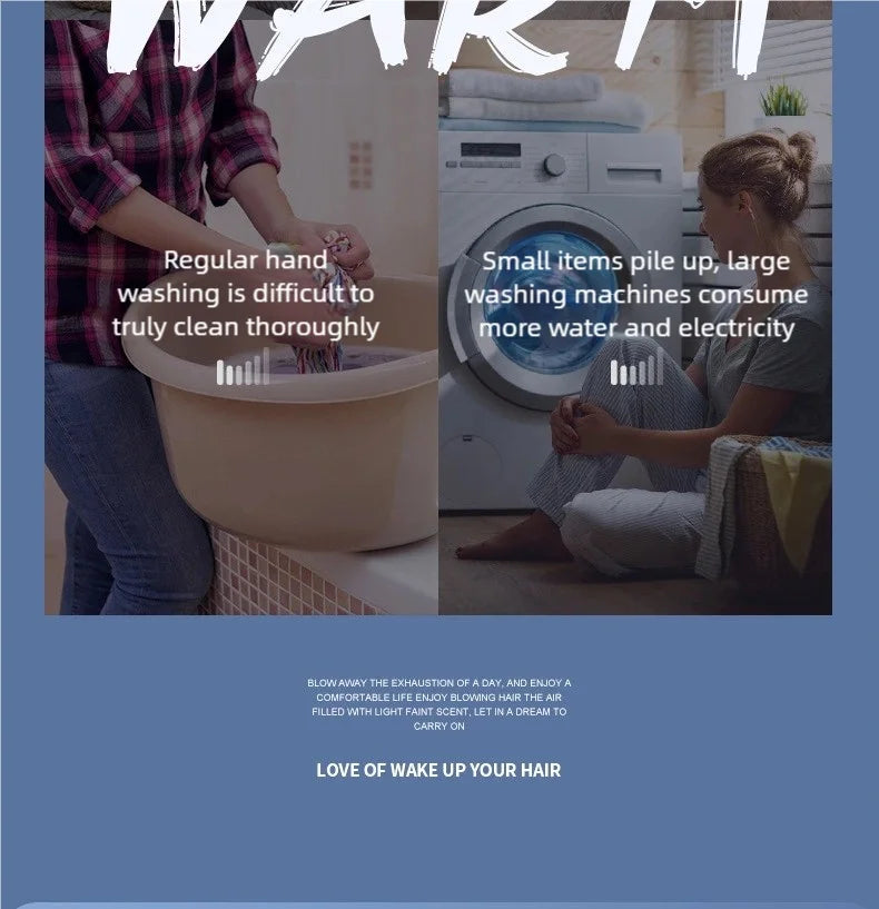 TINSOL New Mini Portable Washing Machine USB Charging Support Silent Fully Automatic Wash Essential for Dorms and Travel