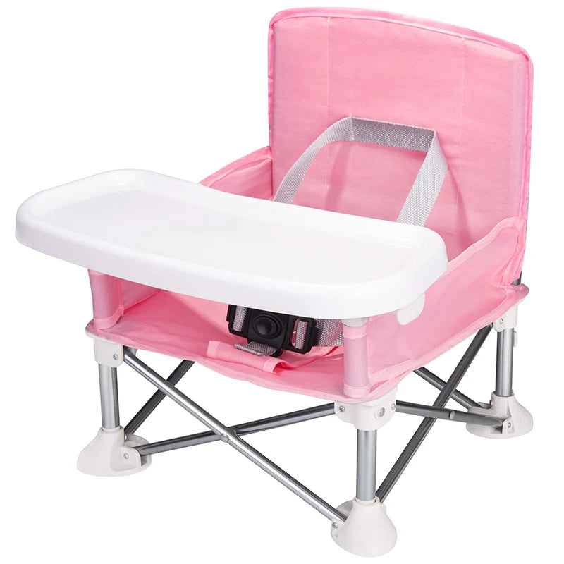 Baby Foldable Portable Dining Chair With Plate Seat Belt Children's Beach Chair Camping Child Comfortable Feeding Seat Baby