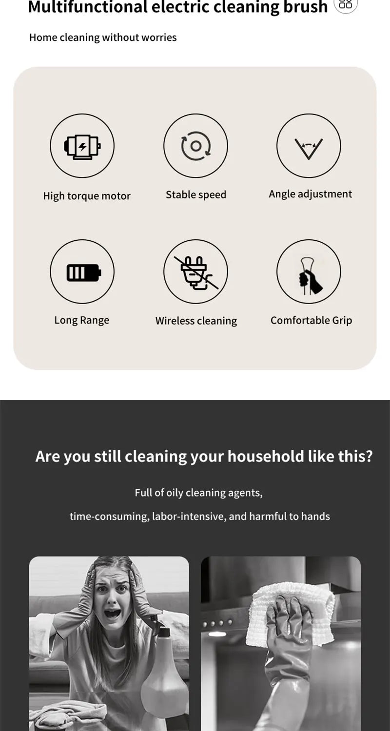 9-in-1 Multifunctional Wireless Electric Cleaning Brush Household Kitchen Bathroom Brush USB Handheld Rotating Cleaning tools