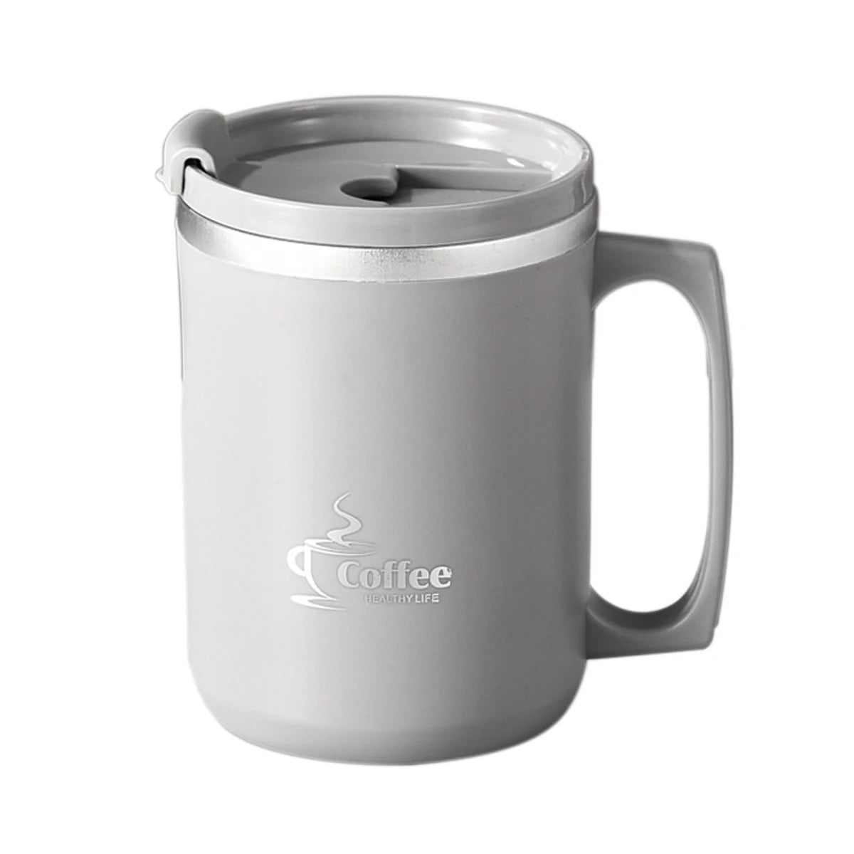 450ML Thermos Mug 304 Stainless Steel Double Wall Insulated Milk Coffee Cup With Handle & Lid Leak-proof Drinking Cup Drinkware
