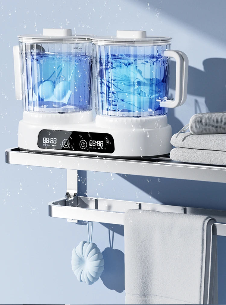 U10 Double Barrel Mini Washing Machine LED Digital Display Small Semi Automatic Wheel Home Dormitory Portable Washing Machine.