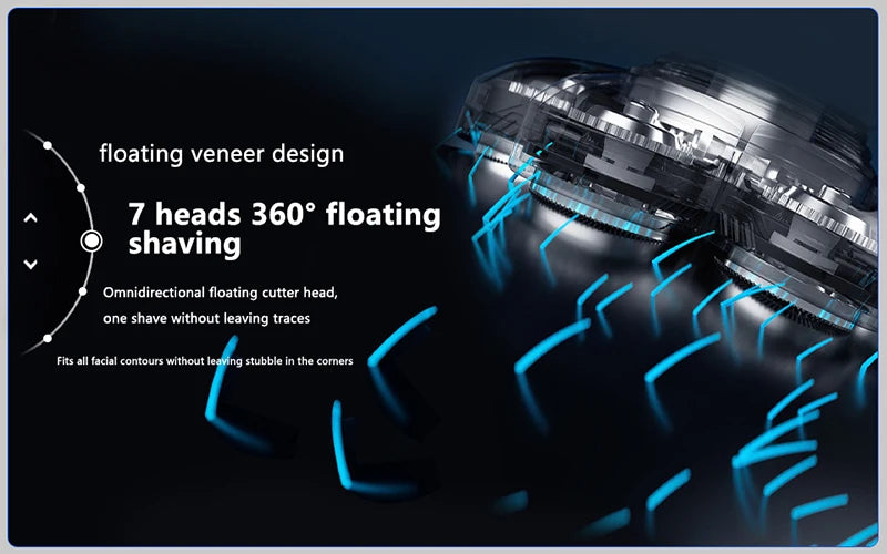 Electric Shaver 7D Floating Cutter Head Base Charging Portable Men Beard Trimmer Clipper Rechargeable Bald Head Electric Razor