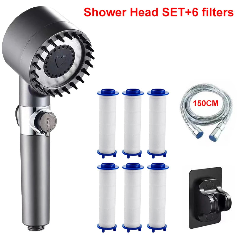 4 Modes Showerhead High Pressure Shower Head With Water Filtration Massage Shower Head Rainfall Shower Bathroom Accessories