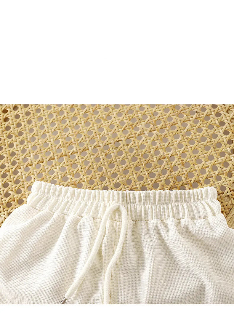 Baby Boys Waffles Clothes Sets Kids Solid Shirt +Shorts 2PCS Suit Toddler Costume Summer Children's Clothing Casual