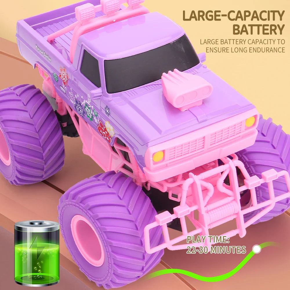 Pink RC Car Pickup Truck Electric Climbing Drop-resistant Stunt Remote Control Toy For Children Party Gift Christmas Ornament