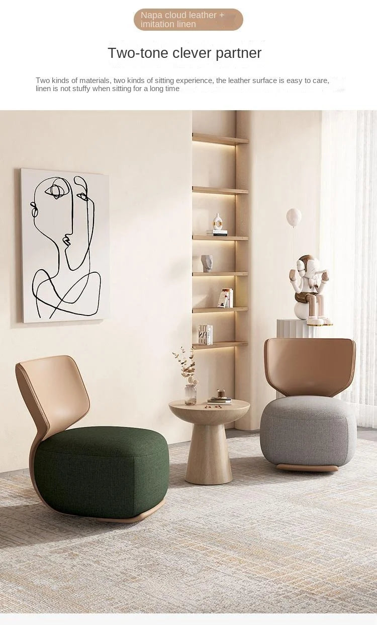 Log Light Luxury First Class Cabin Lounge Sofa Chair Nordic Living Room  Fabric Low Stool Balcony Leisure Armchair 2023 New