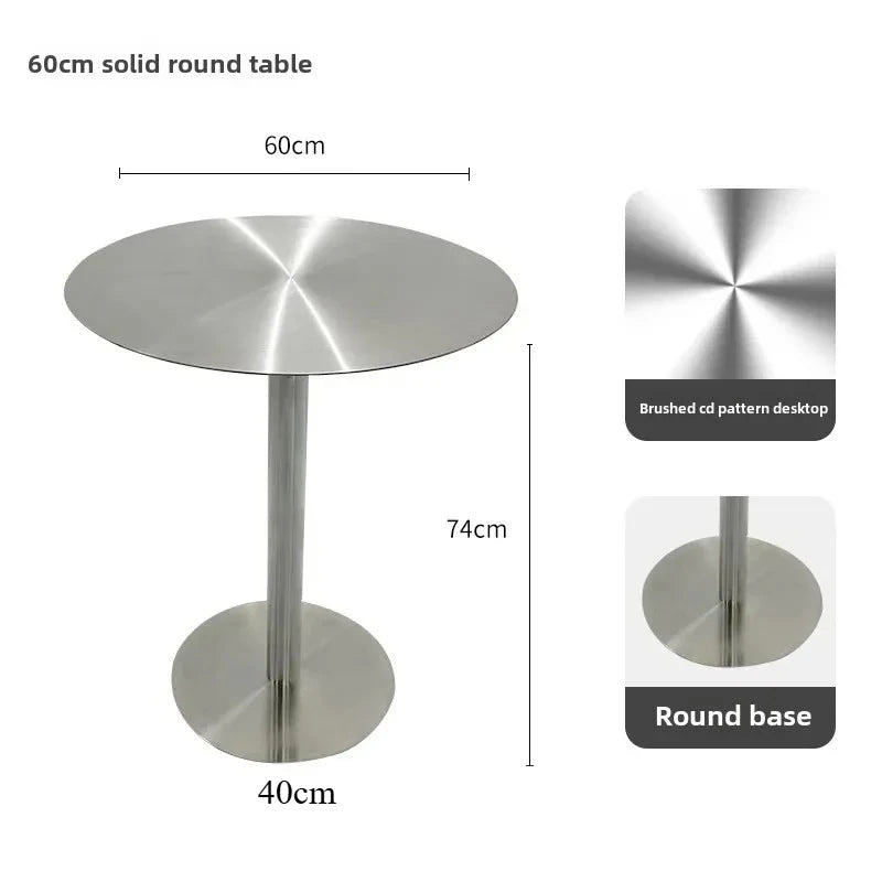 Simple Modern Industrial Style Cafe Stainless Steel Small Round Table Outdoor Leisure Round Iron Table Metal Dining Table
