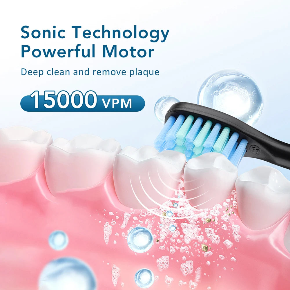 Electric Sonic Toothbrush 2-Minute Smart Timer 6 Modes  Deep Clean With 4 Brush Heads Oral Care Rechargeable for Adults