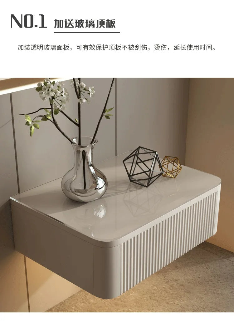 Floating Bedside Table Living Room Designer Nightstands Suspended Nightstand Storage Cabinet Wood Multifunctional Neat Bed Desk