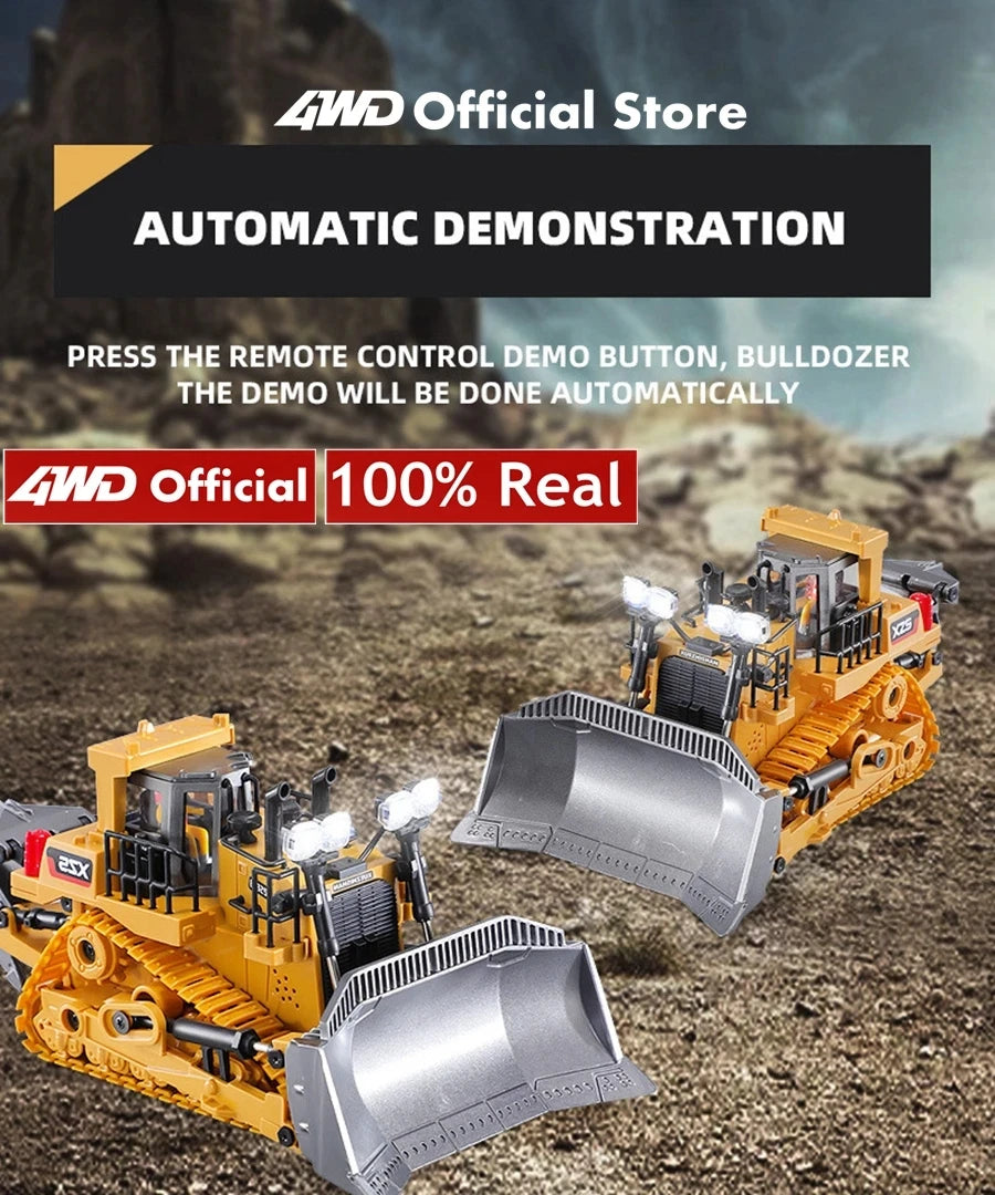 4WD Remote Control Excavator 4x4 Alloy Dump Truck Bulldozer Radio Model RC Car Construction Vehicle Toy Children Kids Gifts
