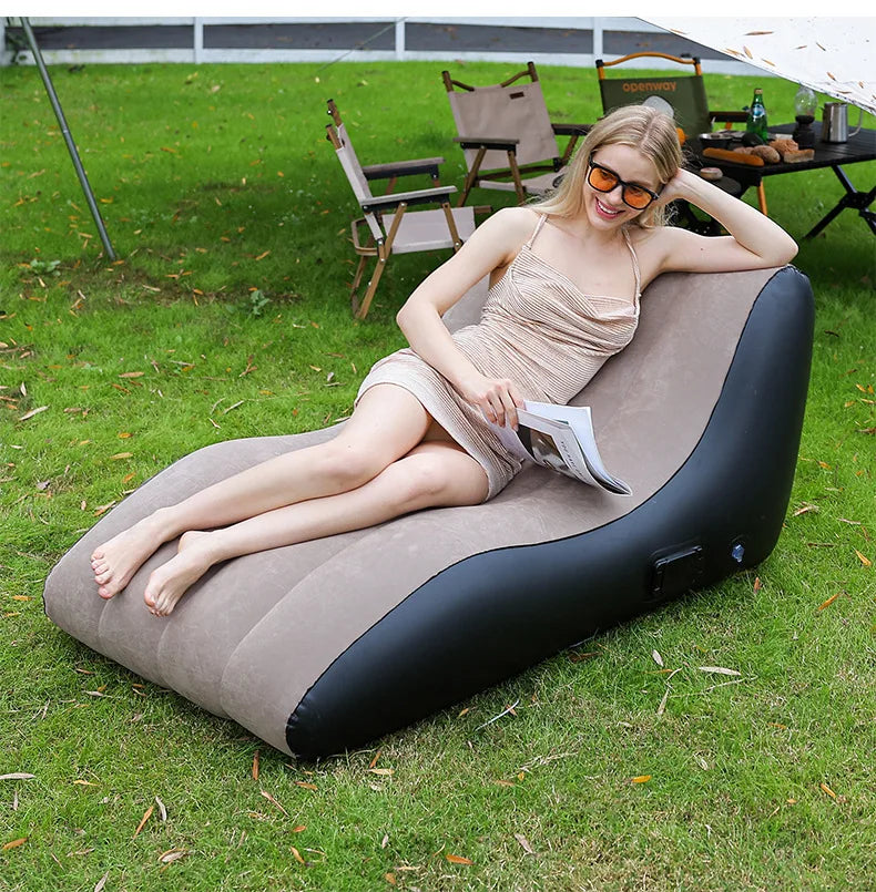 Inflatable Deck Chair , Inflatable Lounger Beach Air Sofa Chair Lazy Lounge Sofa for Indoor Living Room Bedroom, Outdoor Travel