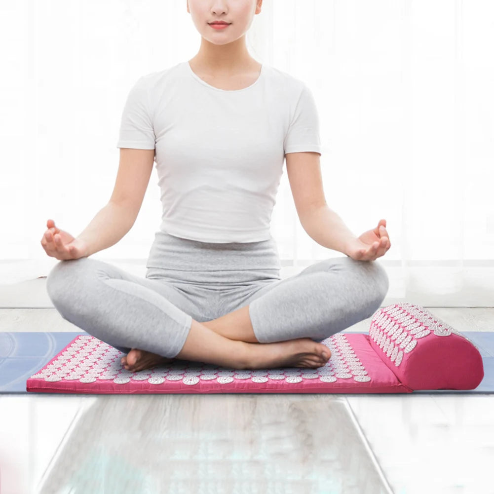 Acupressure Pillow With Storage Bag For Neck Back Foot Massage Pads Acupressure Mat Pillow Set Improves Bloods Circulation Mat