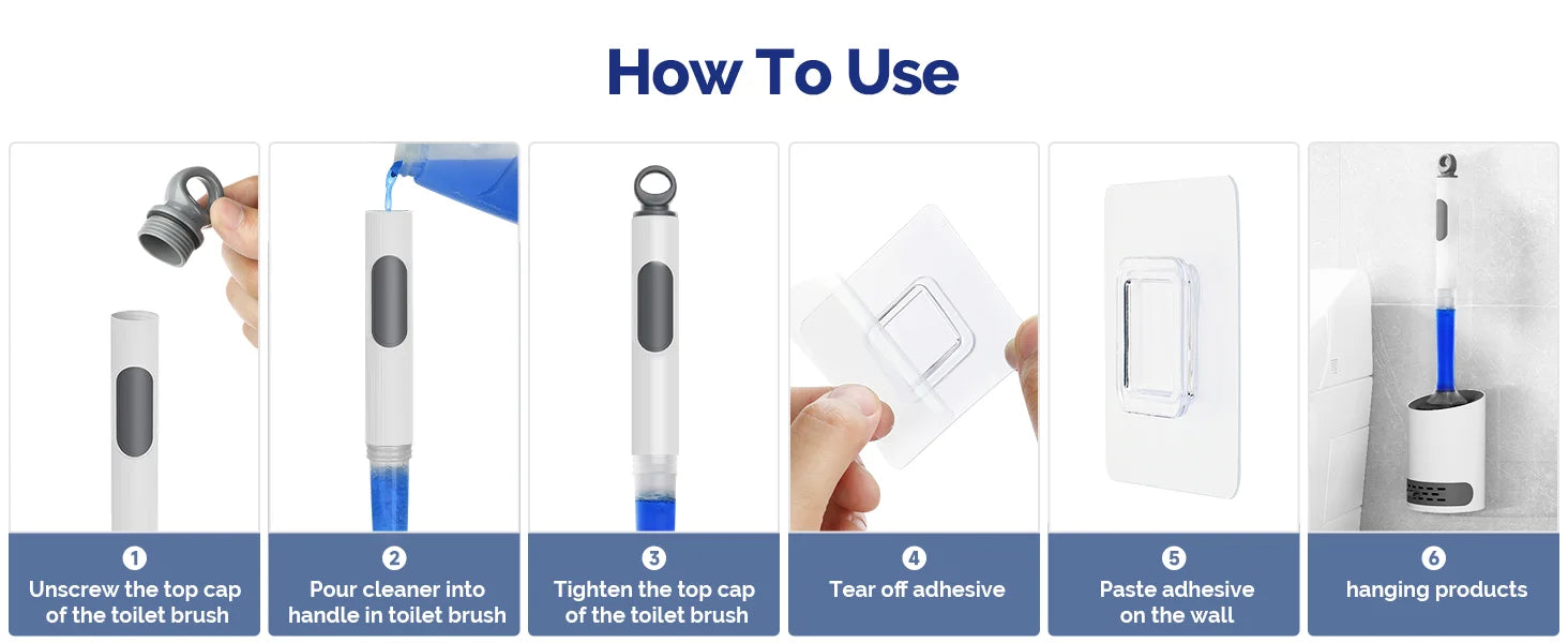 Water Spray Silicone Toilet Brush 40cm Long Handle Refillable Silicone TPR Brush With Wall-Mounted Bathroom Cleaning Accessories