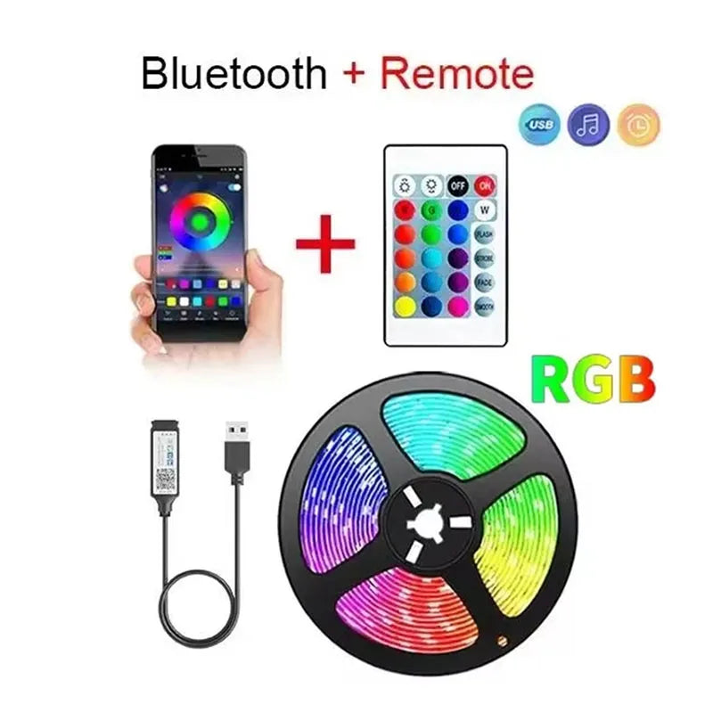 1-30M 5V USB Bluetooth LED Strip Light SMD 5050 5V RGB Flexible LED Strip Bluetooth APP Control Color Change For TV background