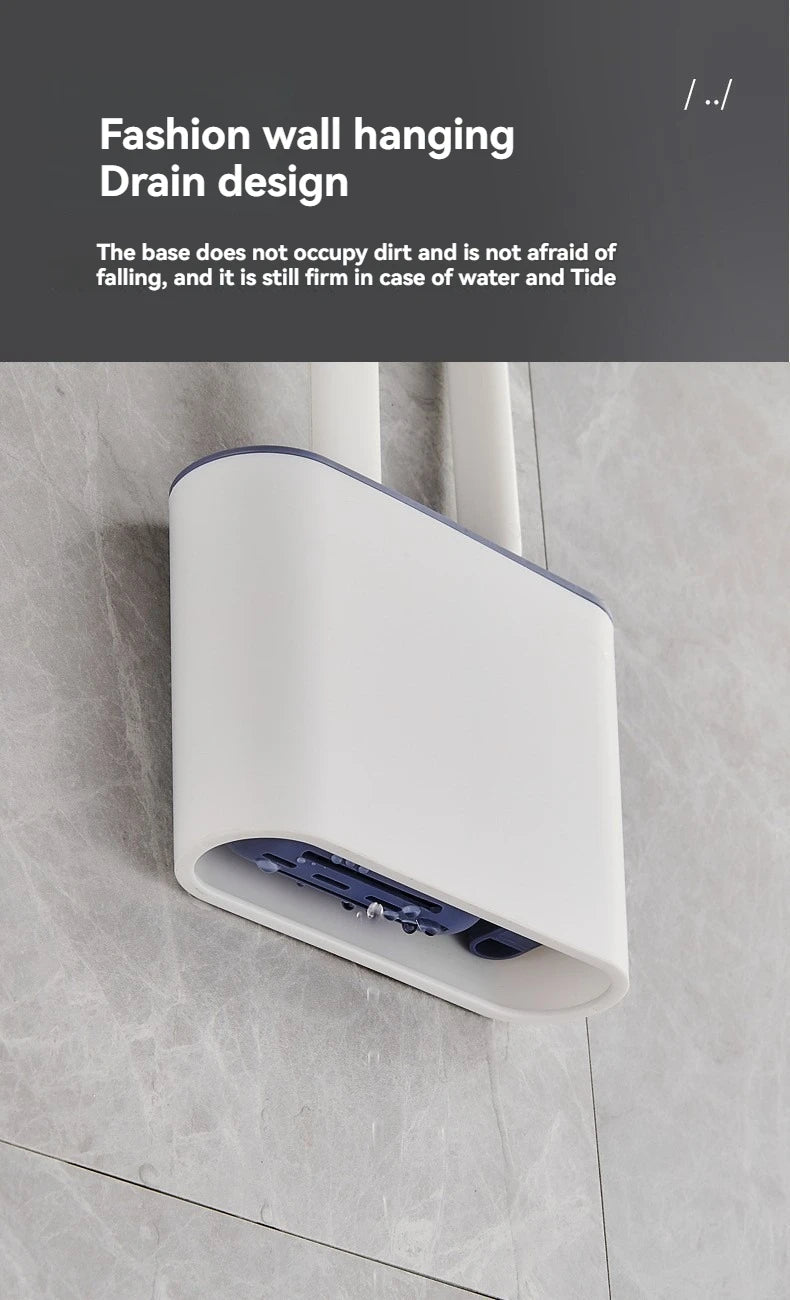 Bathroom Double-use Household Non-dead Angle Silicone Toilet Brush Toilet Toilet Brush Wall Cleaning Tool Wall Hanging Set