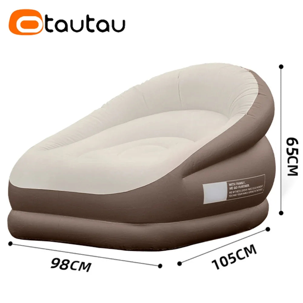 OTAUTAU Outdoor Inflatable Sofa with Footrest Ottoman Stool Portable Camping Folding Furniture Chasie Lounge Recliner SF101