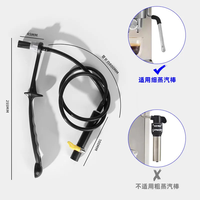 Coffee Machine Steam Cleaning Brush Commercial Brew Head Dirt Replaceable Head Long Handle Cleaning Brush Barista Tool