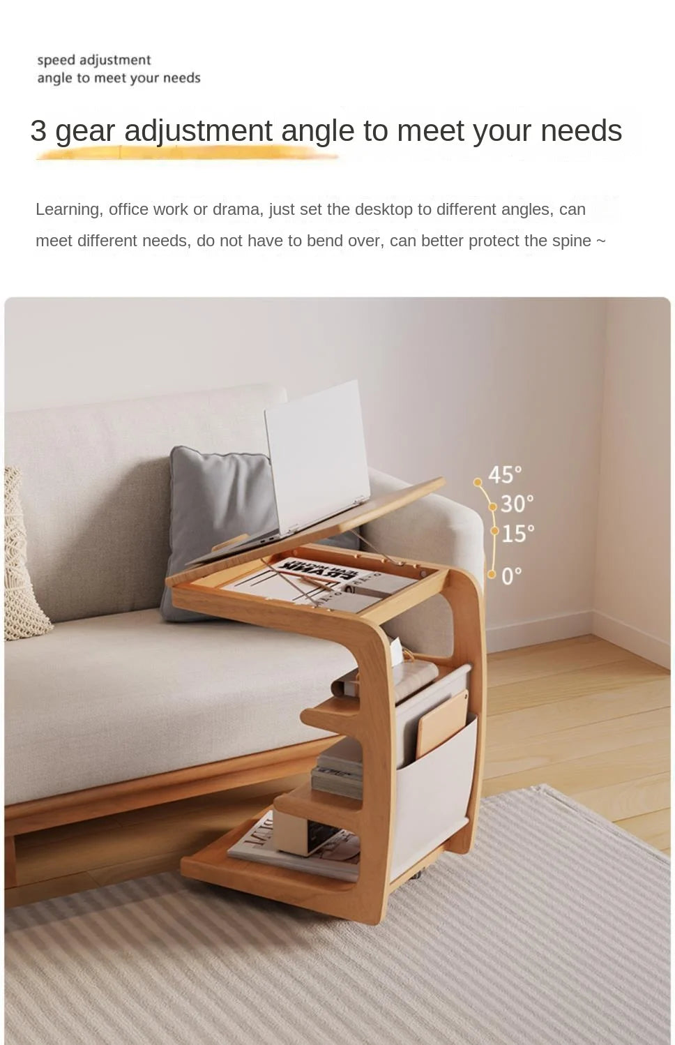 X&D Solid Wood Sofa Side Several Movable Living Room With Wheel Side Cabinet Bedside Shelf Simple Household Coffee Small Table