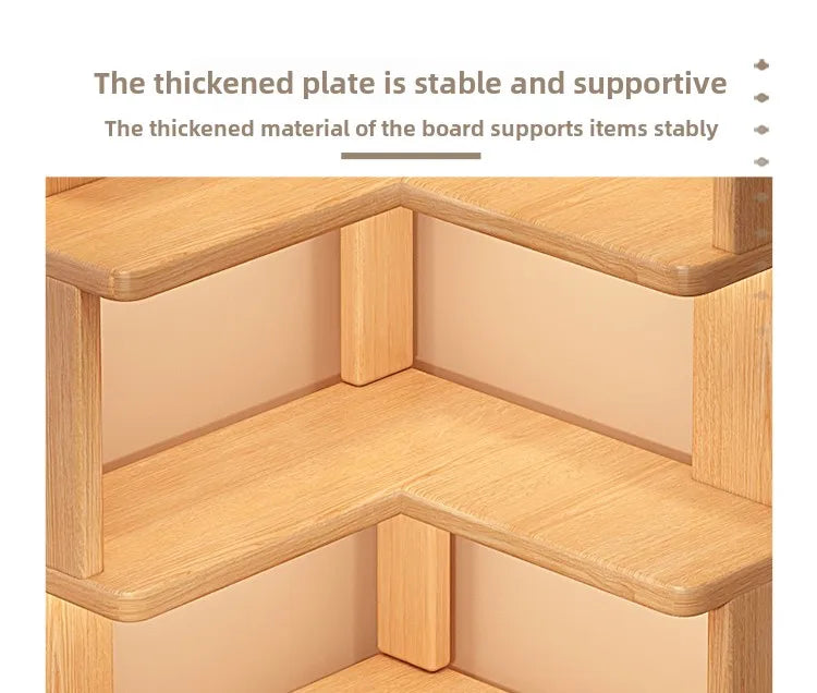 Solid Wood Corner Bookshelf Integrated Shelf Against The Wall Floor Narrow Cabinet Household Corner Storage Shelf Bookcase