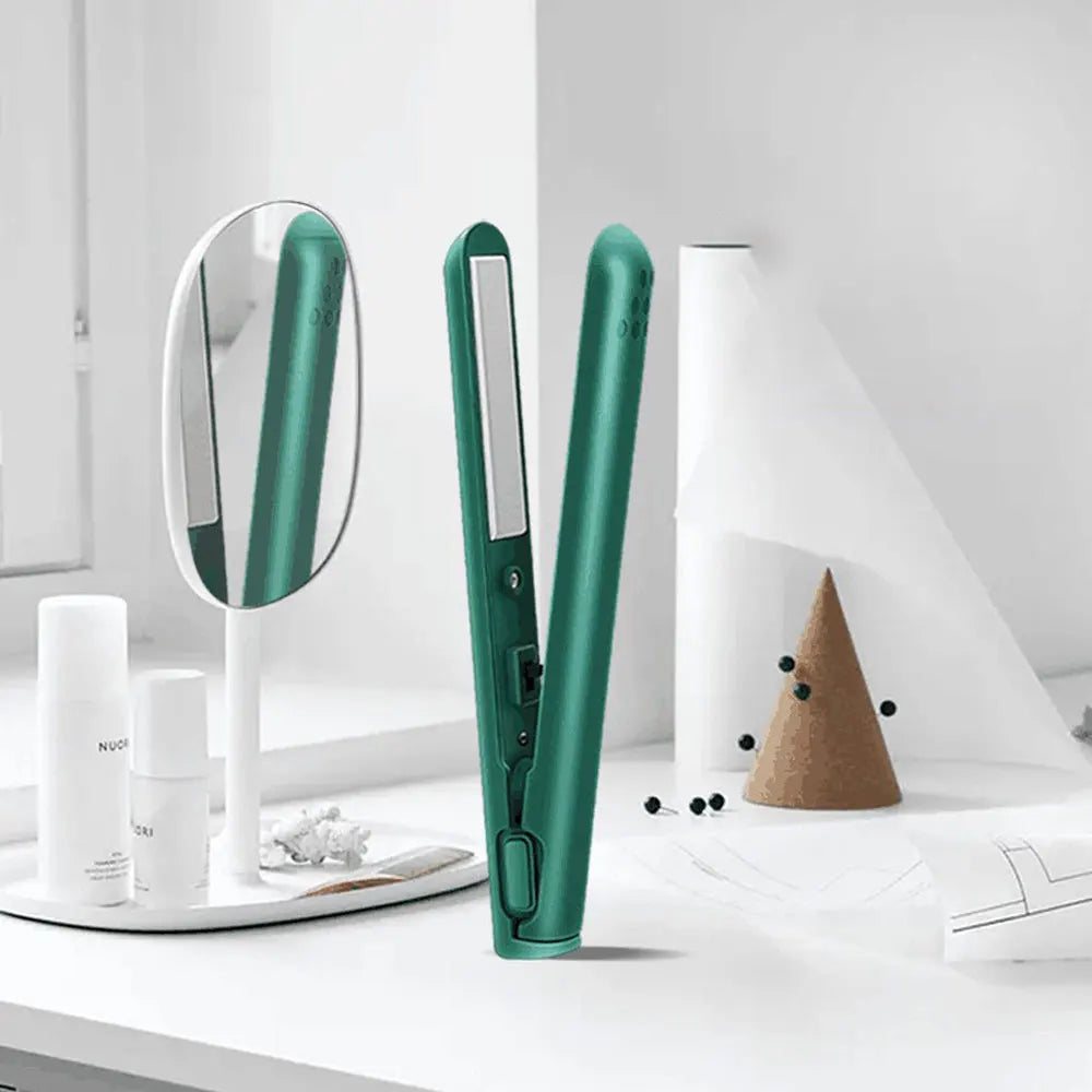 USB Mini Hair Straightener Brush Cordless,Portable Bangs Iron Student Travel Straight Curling Dual-Use Short Hair for Dormitory