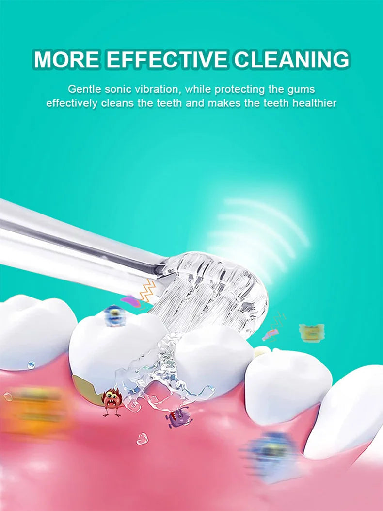 Toddler Sonic Electric Toothbrush for Baby with Cute Unicorn Cover and Smart LED Timer Soft Microfiber Bristles 4 Brush Heads