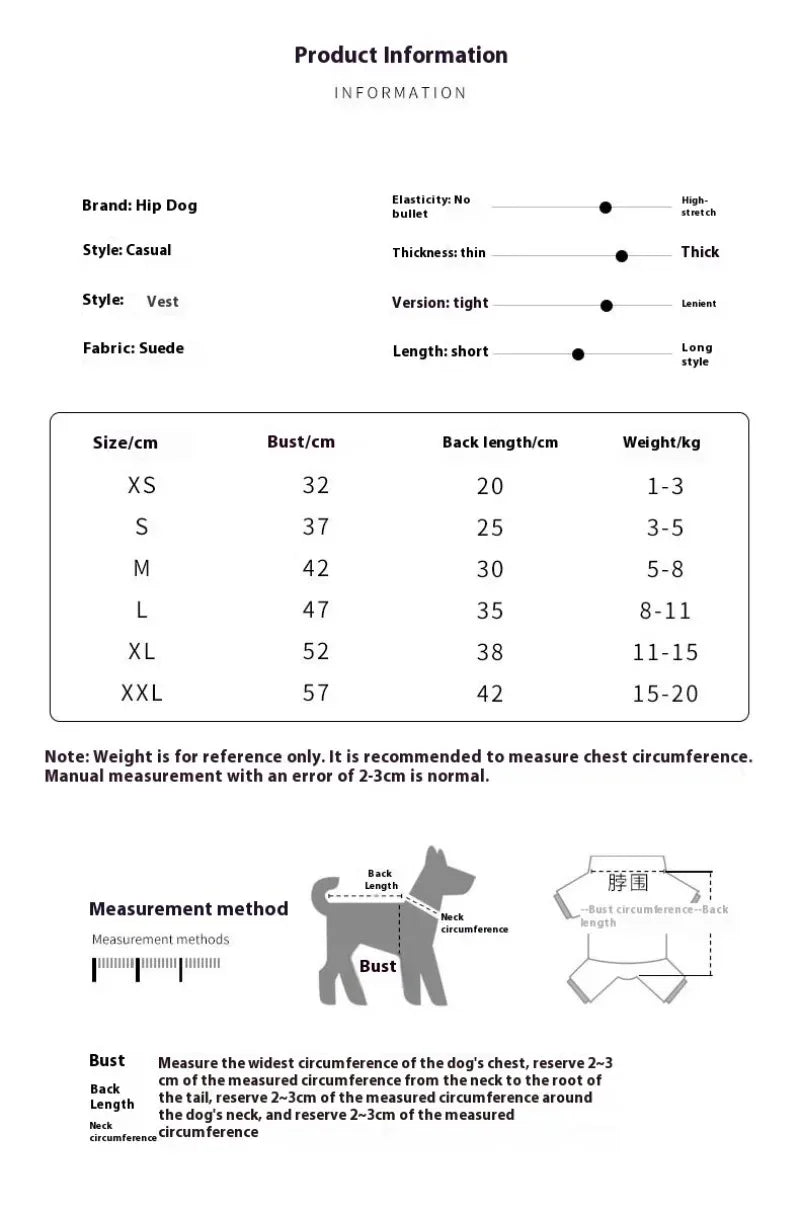 Winter Fleece Lined Dog Vest Jacket with Harness for Small Breeds Teddy Bichon Puppy Suede Apparel  Dog Clothes  French Bulldog