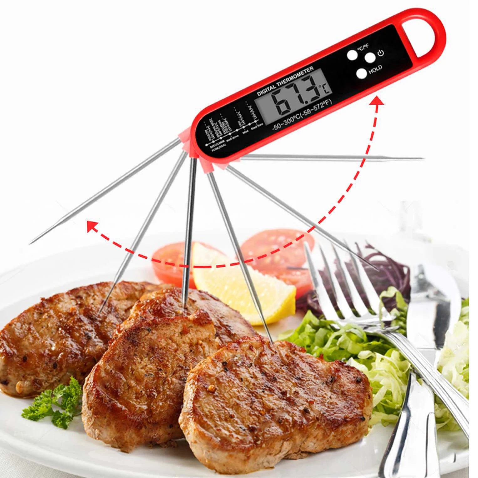 Digital Meat Thermometer for Cooking, Kitchen Food Thermometer for BBQ Grill Smoker Oil Fry Candy Instant Read Thermometer