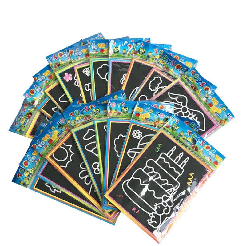 10pcs Magic Scratch Art Painting Cards for Kids Doodle Toys for Boys Girls Early Educational Learning Drawing Toys for Children