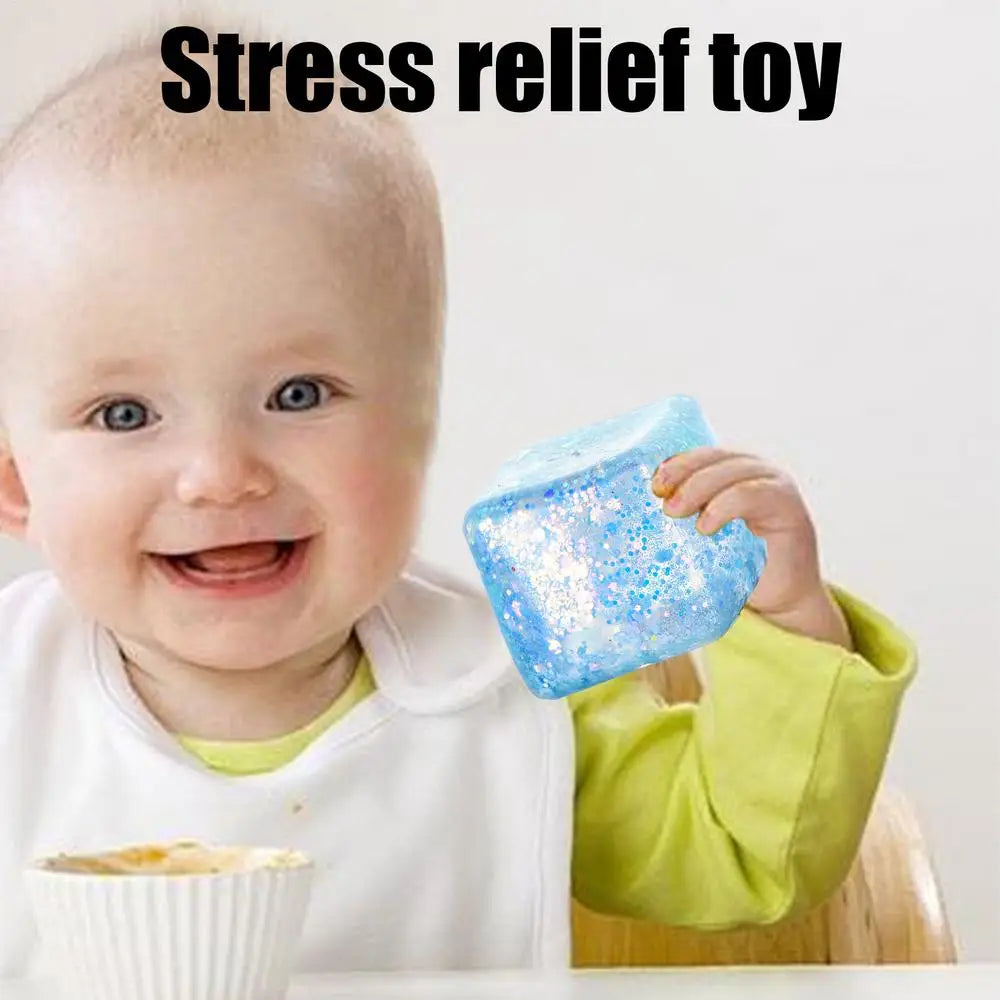 Maltose Cube Stress Squeeze Toy D ecompression Small Ice Cubes Anti Stress Slow Rebound Polar Light Colorful Squeeze TPR Block