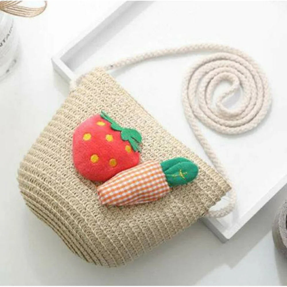 Kids Cute Hand Bag Children's Weave Shoulder Bags Fashion Straw Cross Bag For Girls Made From Natural