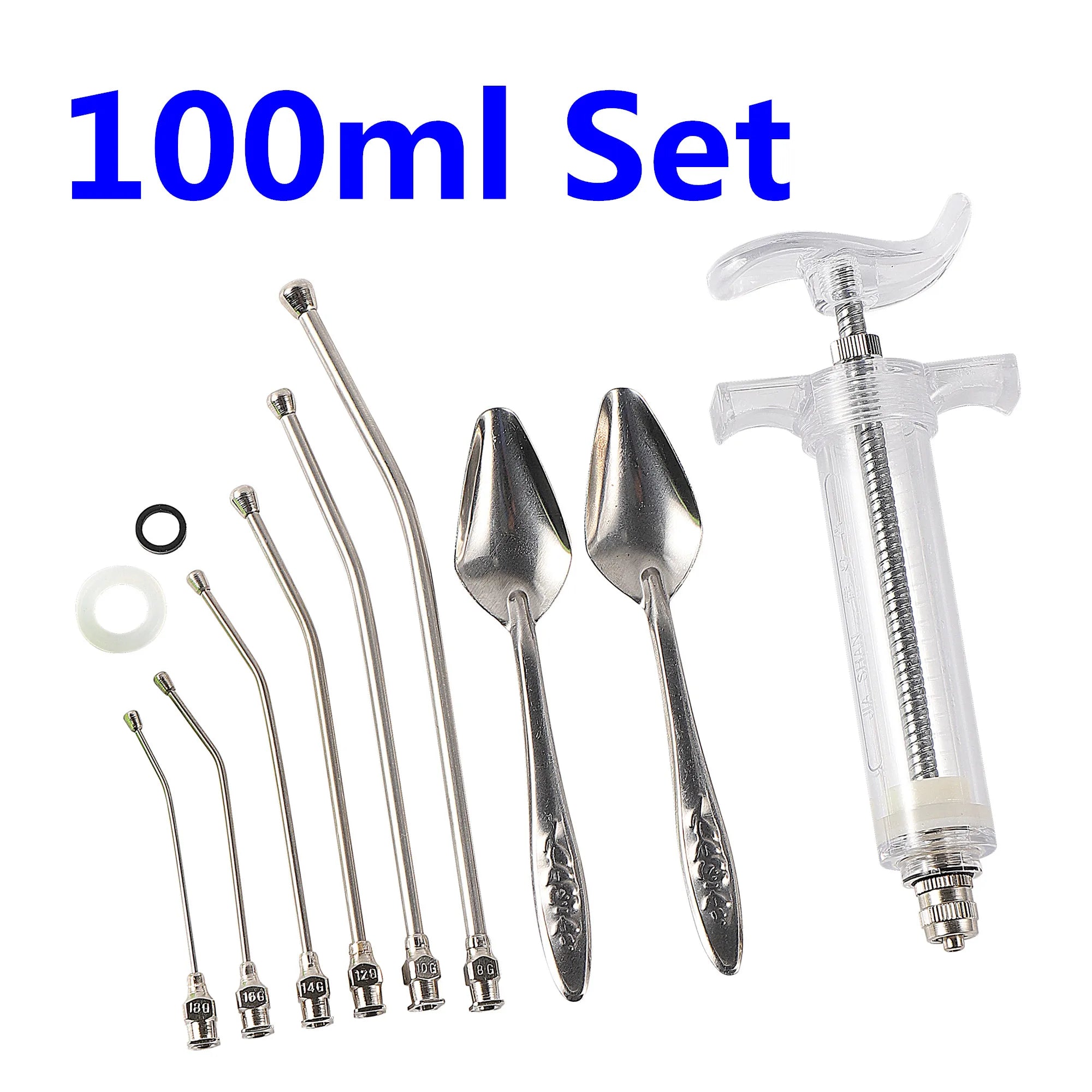 10ml/20/50ml Syringe Set Fledgling Baby Bird Manual Feeding With 6 Pcs Curved Gavage Tubes Stainless Steel Parrot Feeding Spoon